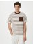 4SAM10083HK Koton Erkek T-Shirt Kahverengi Çizgili 3