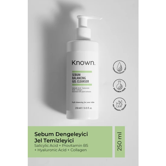 Known. Known Sebum Dengeleyici Jel Temizleyici 250 ml (Salicylic Acid + Hyaluronic Acid + Collagen)