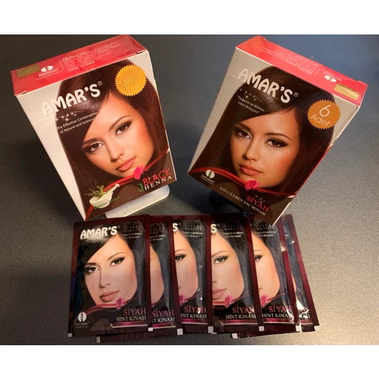 Amar's Henna Kına İçeren Saç Boyası Siyah Renk 6’lı 10 gr Paket- 1 Kutu