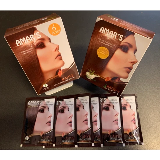 Amar's Henna Kına İçeren Saç Boyası Kahve Renk 6’lı 10 gr Paket- 1 Kutu