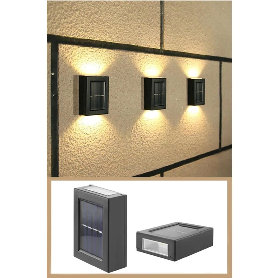 İsg Store 1 Adet Yeni Model Solar Çift Taraflı Duvar Lambası Güneş Enerjili Aydınlatma Dekorasyon Aplik Işık