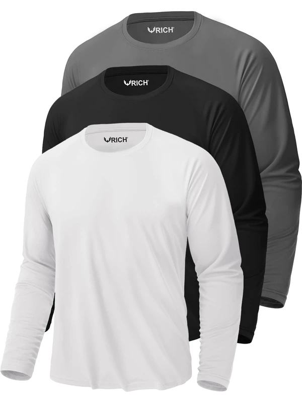 Rich Erkek 3'lü Paket Basic Uzun Kollu Tişört Sporcu Body T-Shirt