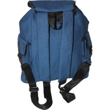 Mebes Koyu Mavi Denim Kot Kumaşından Kadın Erkek Sırt Omuz Çantası 3CEPYKK003S