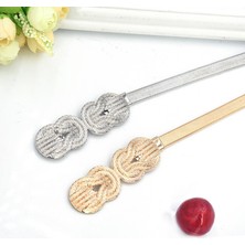 Xiaobaoyu 1 Adet Moda Ince Elastik Streç Kemer Kadın Altın Gümüş Metal Bel Kemeri Kadın Elbise Ceket Kemer (Yurt Dışından)