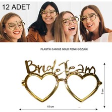 Pandoli Plastik Camsız Bride Team Bekarlığa Veda Gözlüğü Altın Renk 12 Adet