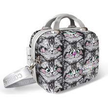 Coral High Kedi Desenli Omuz Askılı Pc Makyaj Çantası 16899