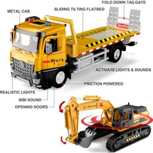 Yangmei Çocuklar Için Ekskavatörlü Çekici Kamyon Oyuncak Metal Taksi 3-5, Çocuk Oyuncak Arabalar Erkek Yaş 2 3 4 5 Yaşında Hediye (Yurt Dışından)