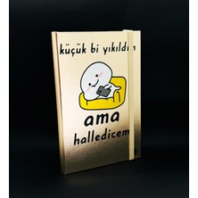 Giftmoda Metal Kapaklı Küçük Bi Yıkıldım Tasarımlı Lastikli Defter