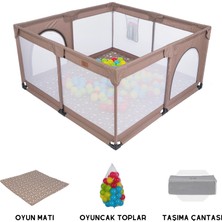 Mamma Playard Güvenli Bebek ve Çocuk Oyun Alanı Oyun Parkı 125X125 Oyun Matı ve Topları