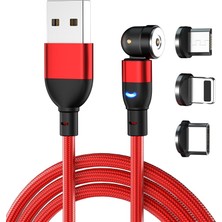 Bettyabecky 540 Derece Dönen LED Manyetik Tel Mikro USB Hızlı Şarj Kablosu iPhone 12 Xs Xr Samsung Huawei Xiaomi USB Şarj Aleti Kablosu (Yurt Dışından)