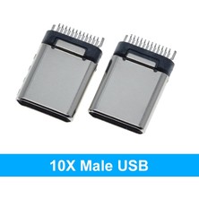 Bettyabecky 10 Adet USB 3.1 Tip-C Konnektör 12 24 Pin Dişi/erkek Soket Priz Adaptörü Lehim Teli ve Kablo 24 Pin Destek Kurulu (Yurt Dışından)