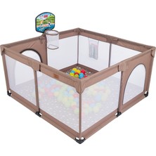 Mamma Playard Plus Güvenli Bebek ve Çocuk Oyun Alanı Oyun Parkı 125X125 Basket Potası, Oyun Matı ve Topları