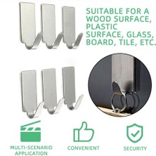 Kagen 6pcs Kendinden Yapışkanlı Ev Mutfak Duvar Kapı Paslanmaz Çelik Tutucu Kanca Askı (Yurt Dışından)