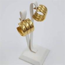 Hena Çelik Gold 3'lü Model Küpe