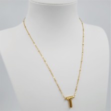 Hena Çelik Gold Balon Harf Kolye - T Harfi 45 cm