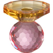 Laromita Decoration Yuvarlak Kristal Şamdan / Pembe
