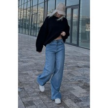 Madmext Mavi Straight Wide Kadın Jean MG2000