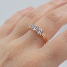 Hena Vıp Üç Taşlı Alyans Yüzük -Özel Seri-