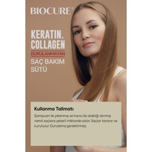 Biocure Keratin Collagen Durulanmayan Saç Bakım Sütü Hacim, Parlaklık Nemlendirme Kolay Tarama 250ML.