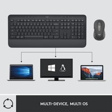 Logitech MK650 Bluetooth & WI-FI Kablosuz Klavye ve Mouse Seti Türkçe Q - Siyah