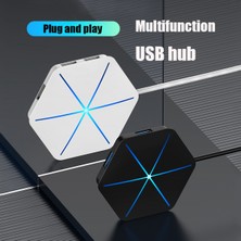 Huizongxu Adet Usb2.0 Hub Splitter ile Tf Sd Kart Okuyucu Otg Rgb Göstergesi Telefon Şarj Cihazı Bilgisayar Genişletici Altıgen Splitter (Yurt Dışından)