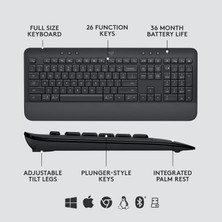 Logitech MK650 Bluetooth & WI-FI Kablosuz Klavye ve Mouse Seti Türkçe Q - Siyah