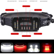 Kecilila LED Kafa Lambası, Balıkçılık Için Yürüyüş Için Şarjlı Far Indüksiyon Fonksiyonu (Yurt Dışından)