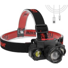 Kecilila USB Şarj Edilebilir LED Far Teleskopik Zoom 180 Derece Dönen Dört Anahtar Modu Hayat Su Geçirmez Profesyonel Tasarım (Yurt Dışından)