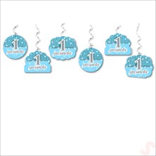 Süsle Bebek ve Parti 1 Yaşında 6'lı Tavan Süsü, 70 cm - Mavi