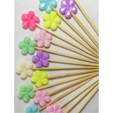 Beyhan Bayhan 100 Adet Çiçekli Pasta Kürdanı 6 cm Karışık Renk - Papatyalı Kokteyl Kürdanı