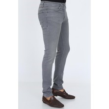 Olivia Butik Digital Jeans Dar Kesim Slim Fit Erkek Açık Gri Kot Pantolon