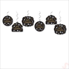 Süsle Bebek ve Parti Iyiki Doğdun Siyah & Altın, 6'lı Tavan Süsü - 70 cm