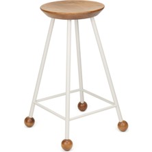 Wood Stone Art Tabure Bar Taburesi Tabure Mutfak Tabure Ahşap Demir Ayaklı Ahşap Topuzlu Modern Rahat Modern Beyaz Wood Stone Art