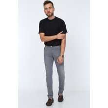 Olivia Butik Digital Jeans Dar Kesim Slim Fit Erkek Açık Gri Kot Pantolon