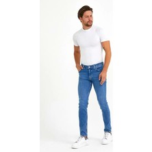 Olivia Butik Digital Jeans Dar Kesim Erkek Yıpratmalı Orta Mavi Kot Pantolon