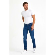 Olivia Butik Digital Jeans Dar Kesim Slim Fit Erkek Koyu Mavi Kot Pantolon