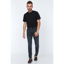 Olivia Butik Digital Jeans Dar Kesim Slim Fit Erkek Açık Antrasit Kot Pantolon