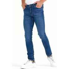 Olivia Butik Digital Jeans Dar Kesim Slim Fit Erkek Koyu Mavi Kot Pantolon