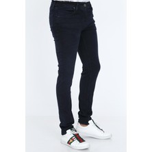 Olivia Butik Digital Jeans Örme Hamur Kumaş Dar Kesim Slim Fit Erkek Lacivertkot Pantolon