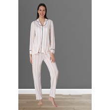 Effortt Pembe Önden Düğmeli Kadın Pijama Takımı