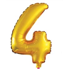 TM Tasarım Mağazası 4 Rakamı Folyo Balon Gold 100 cm Doğum Günü Sayı Balon
