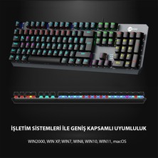 Lenovo Lecoo GK301 Makro Tuşlu USB Kablolu RGB LED Aydınlatmalı Blue Switch Gaming Mekanik Türkçe Q Klavye Metalik Gri