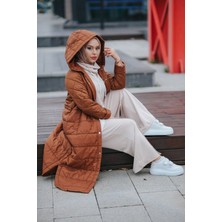Minel Kadın Kapüşonlu Şişme Mont MNL-013M Taba