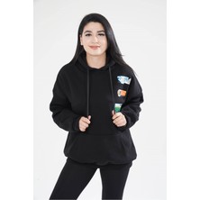 TWILLS Sweatshirt Erkek Kadın Unisex Kapüşonlu Sırt Baskılı Kanguru Cep Sweat Twılls