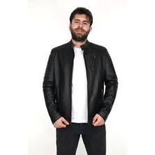 Ege Deri %100 Hakiki Kuzu Derisi Siyah Erkek Mont