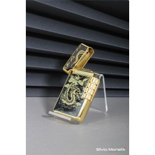 Silvio Monetti Siyah Altın Özel Tasarım Işlemeli Kapaklı Model Gazlı Çakmak 24CSM813ATR03