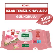 Komili Genel Kullanım Islak Havlu 90'lı Gül Kokulu - 24'lü Paket - 2160 Yaprak