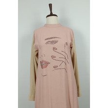 Duay Butik Taş Detaylı Tunik Pembe T1626