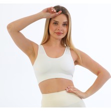Modlivee Yeni Sezon Ince Askılı Pedli Fitilli  Toparlayıcı Crop Büstiyer Beyaz