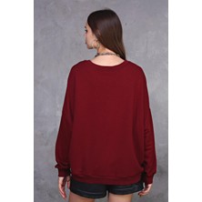 Fancy Kadın Bisiklet Yaka Yumuşacık İçi Pamuklu Oversize Basic Kalın Sweatshirt